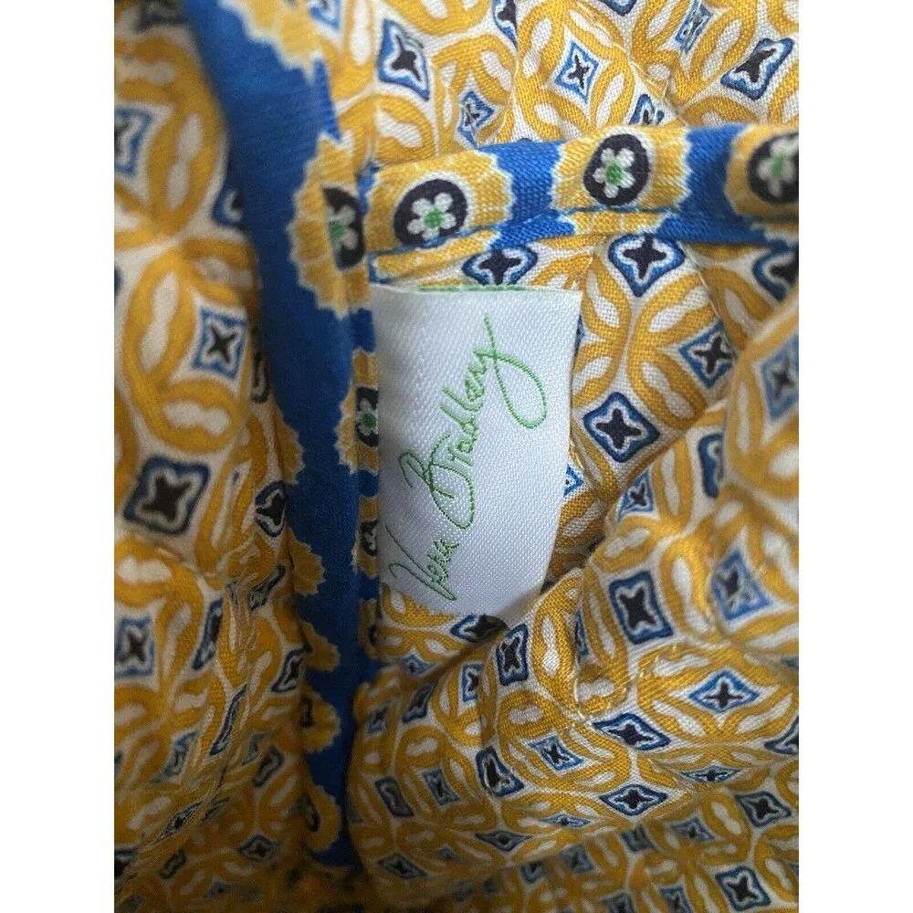 Vera Bradley Riviera Blue Yellow Floral Large Messenger Laptop Crossbody Bag
